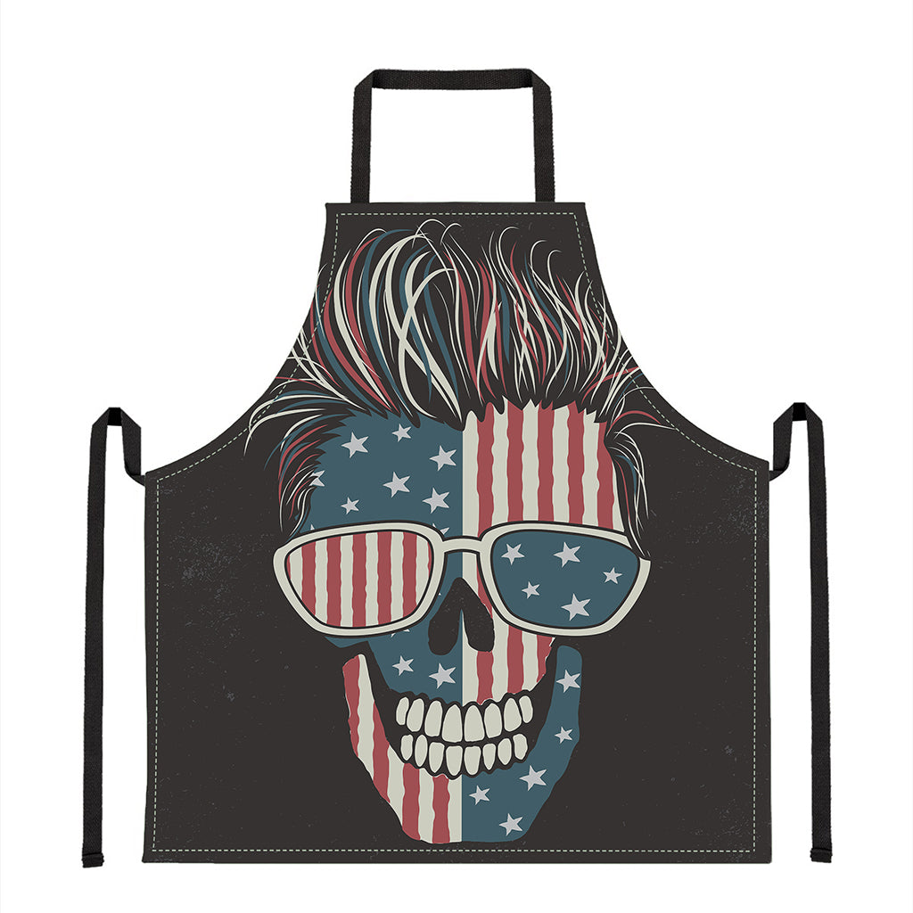 American Flag Skull Print Apron