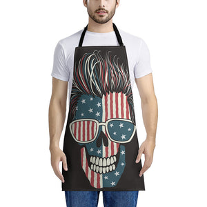 American Flag Skull Print Apron