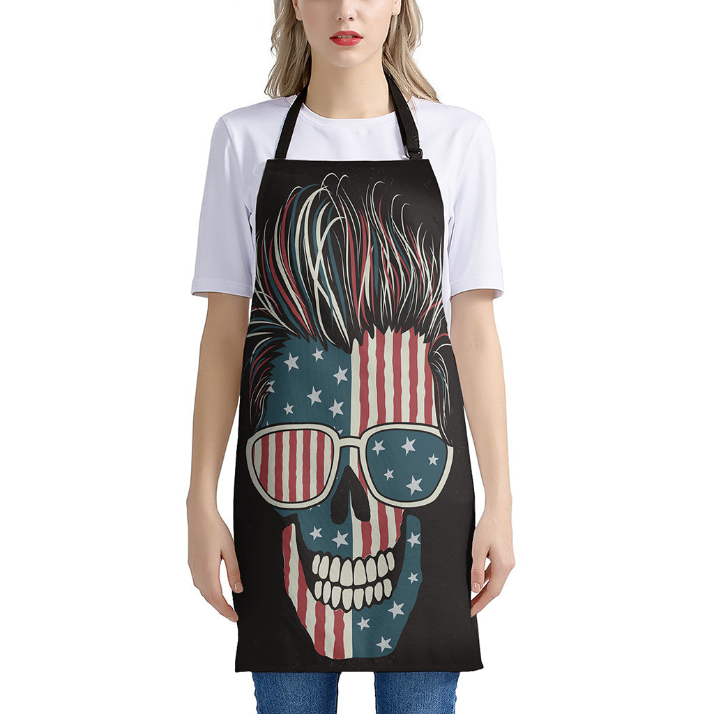 American Flag Skull Print Apron