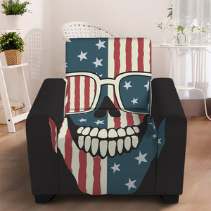 American Flag Skull Print Armchair Slipcover