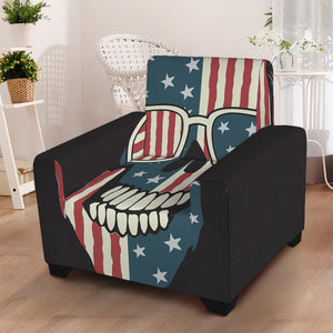 American Flag Skull Print Armchair Slipcover