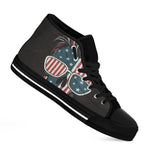 American Flag Skull Print Black High Top Shoes