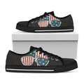 American Flag Skull Print Black Low Top Sneakers