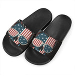 American Flag Skull Print Black Slide Sandals