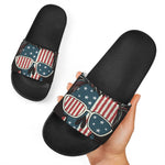 American Flag Skull Print Black Slide Sandals