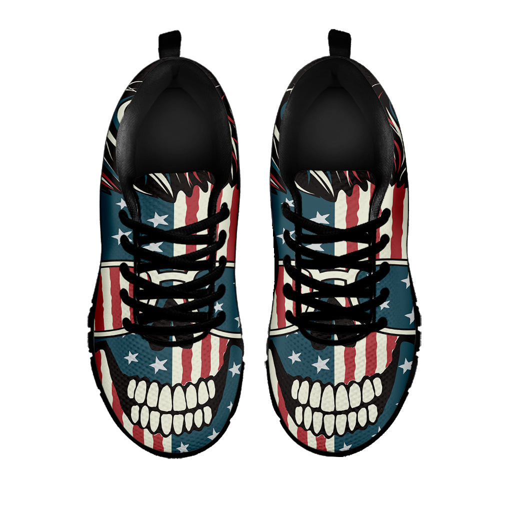American Flag Skull Print Black Sneakers