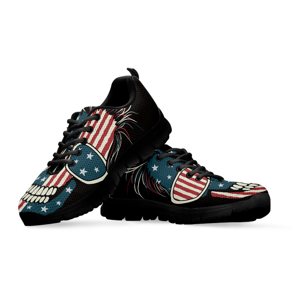 American Flag Skull Print Black Sneakers