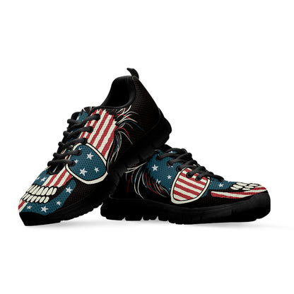 American Flag Skull Print Black Sneakers