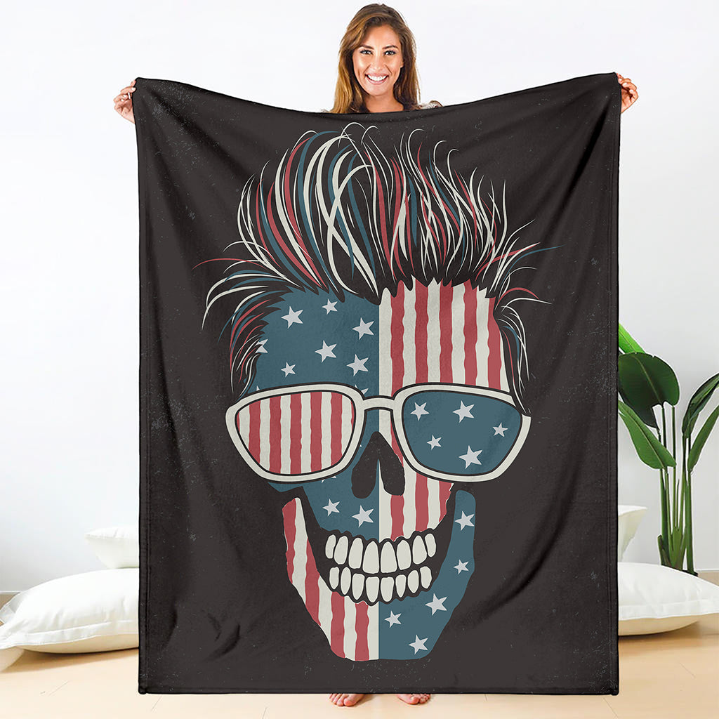 American Flag Skull Print Blanket