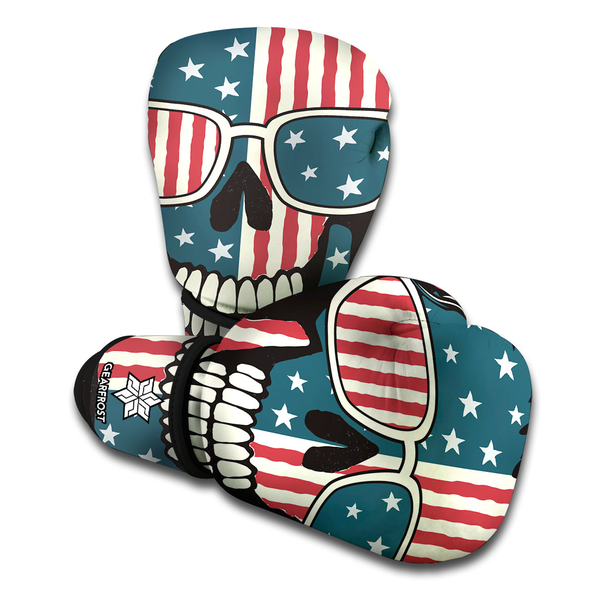 American Flag Skull Print Boxing Gloves