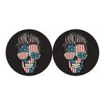 American Flag Skull Print Car Coasters
