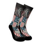 American Flag Skull Print Crew Socks