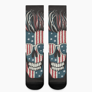 American Flag Skull Print Crew Socks