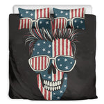 American Flag Skull Print Duvet Cover Bedding Set