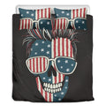 American Flag Skull Print Duvet Cover Bedding Set