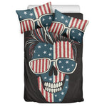 American Flag Skull Print Duvet Cover Bedding Set