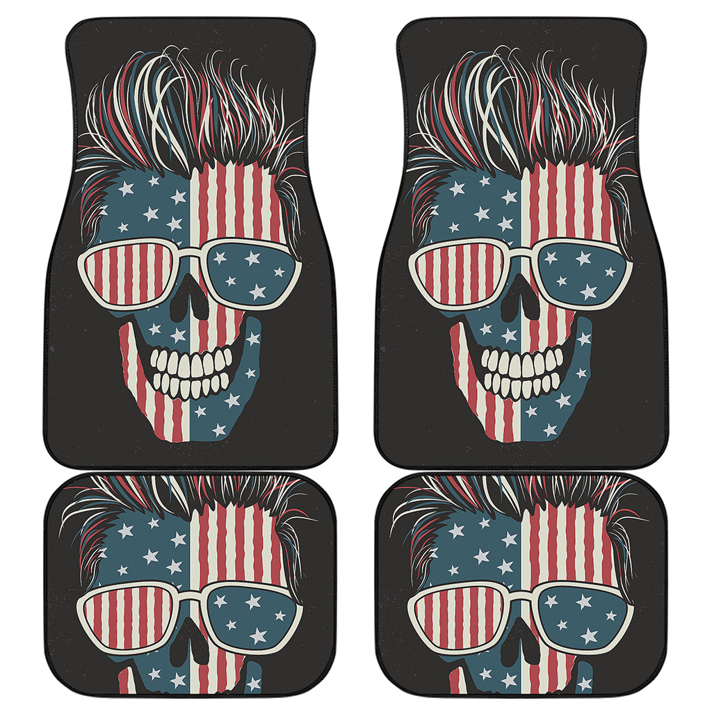 American Flag Skull Print Front and Back Car Floor Mats