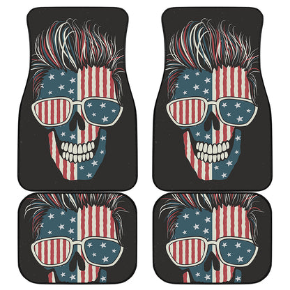 American Flag Skull Print Front and Back Car Floor Mats