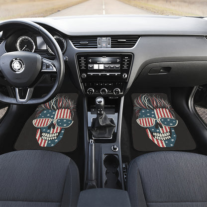 American Flag Skull Print Front and Back Car Floor Mats