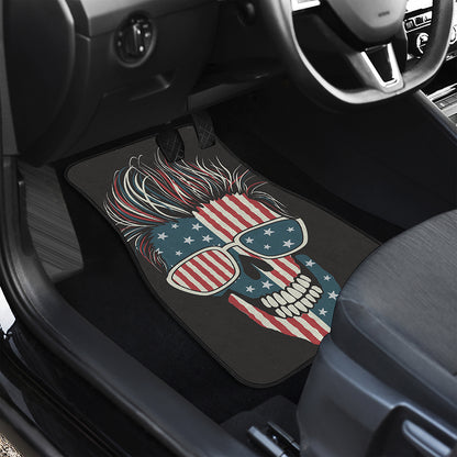 American Flag Skull Print Front and Back Car Floor Mats