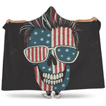 American Flag Skull Print Hooded Blanket