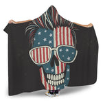 American Flag Skull Print Hooded Blanket