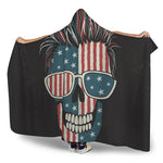 American Flag Skull Print Hooded Blanket
