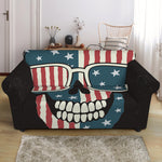 American Flag Skull Print Loveseat Slipcover