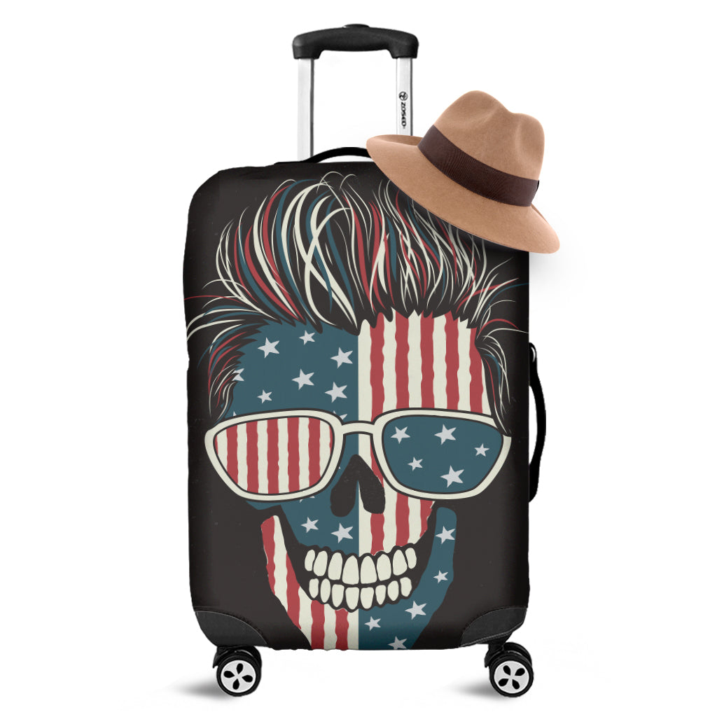 American Flag Skull Print Luggage Cover