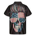 American Flag Skull Print Men's Short Sleeve Shirt
