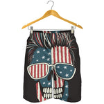 American Flag Skull Print Men's Shorts