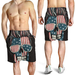American Flag Skull Print Men's Shorts