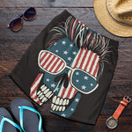 American Flag Skull Print Men's Shorts