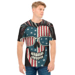 American Flag Skull Print Men's T-Shirt