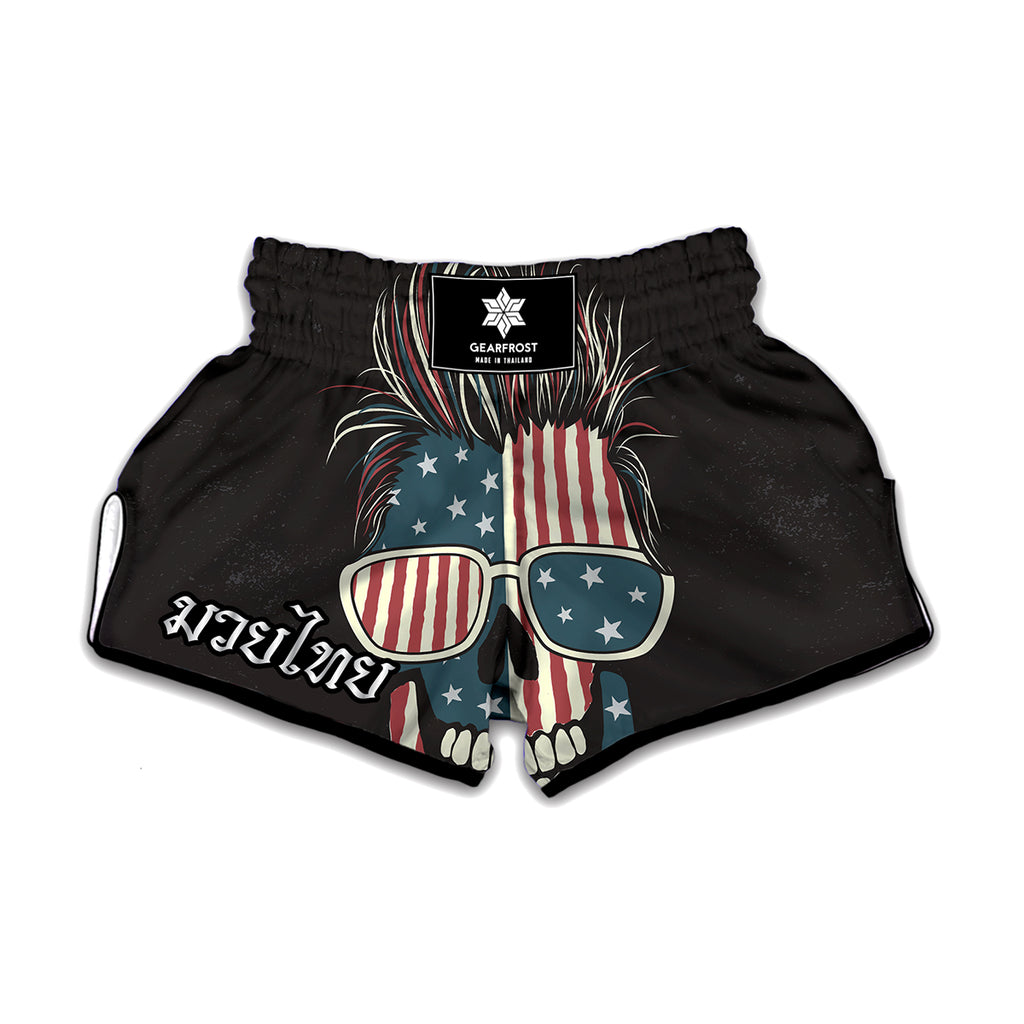 American Flag Skull Print Muay Thai Boxing Shorts