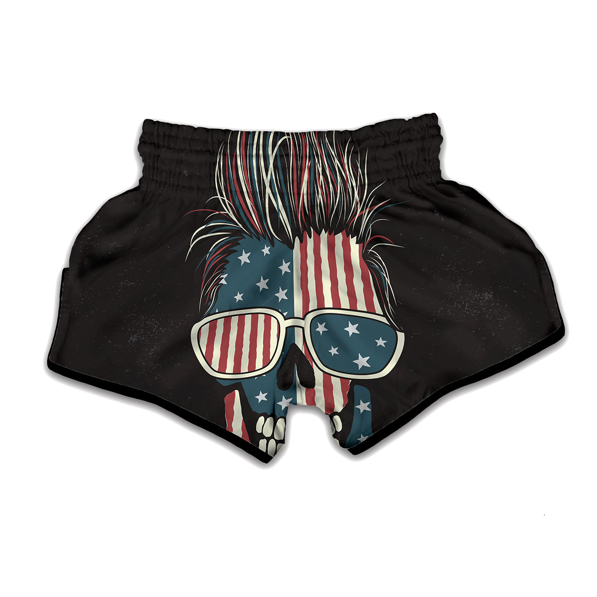 American Flag Skull Print Muay Thai Boxing Shorts