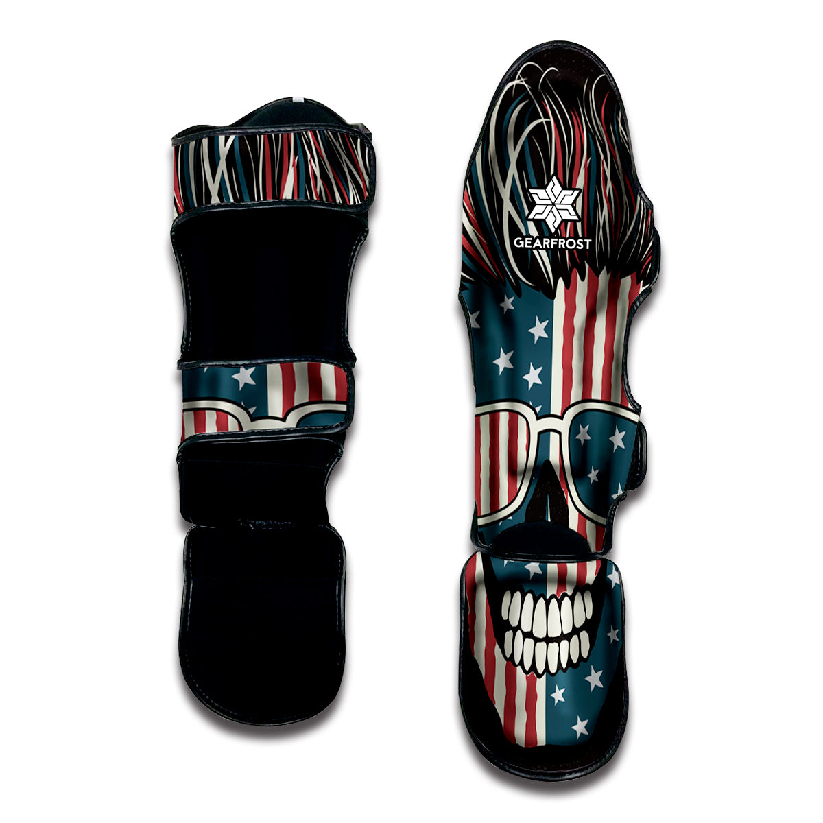 American Flag Skull Print Muay Thai Shin Guard