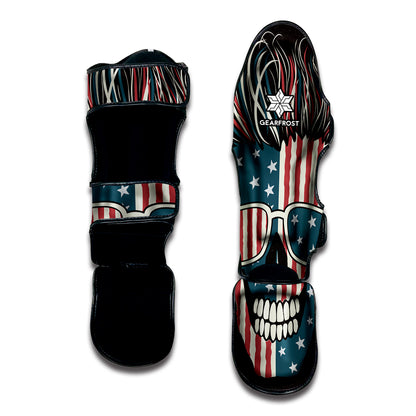 American Flag Skull Print Muay Thai Shin Guard