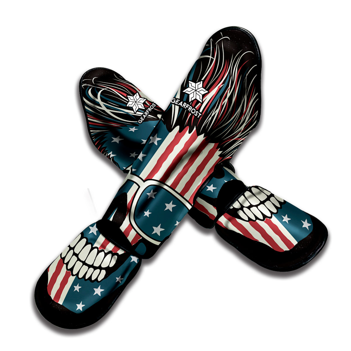 American Flag Skull Print Muay Thai Shin Guard