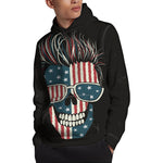 American Flag Skull Print Pullover Hoodie