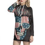 American Flag Skull Print Pullover Hoodie Dress