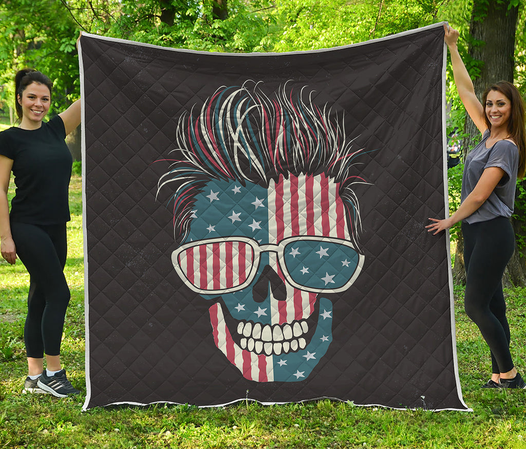 American Flag Skull Print Quilt