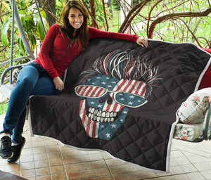 American Flag Skull Print Quilt