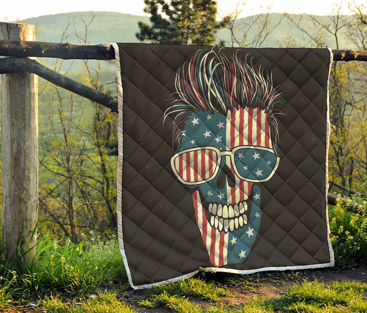 American Flag Skull Print Quilt