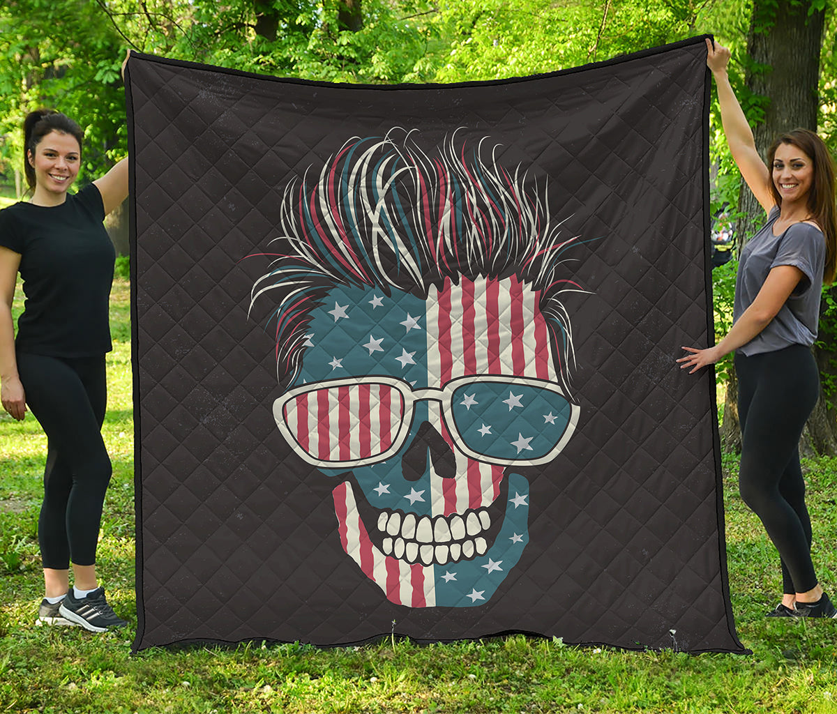 American Flag Skull Print Quilt