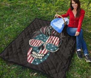 American Flag Skull Print Quilt