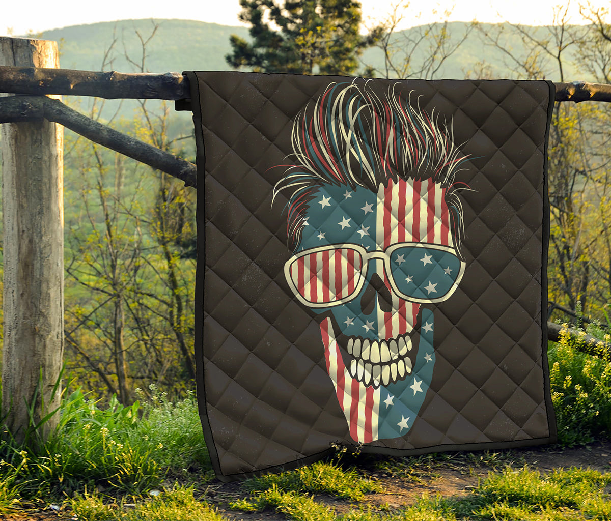 American Flag Skull Print Quilt