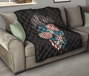 American Flag Skull Print Quilt