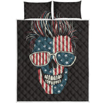 American Flag Skull Print Quilt Bed Set