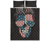 American Flag Skull Print Quilt Bed Set